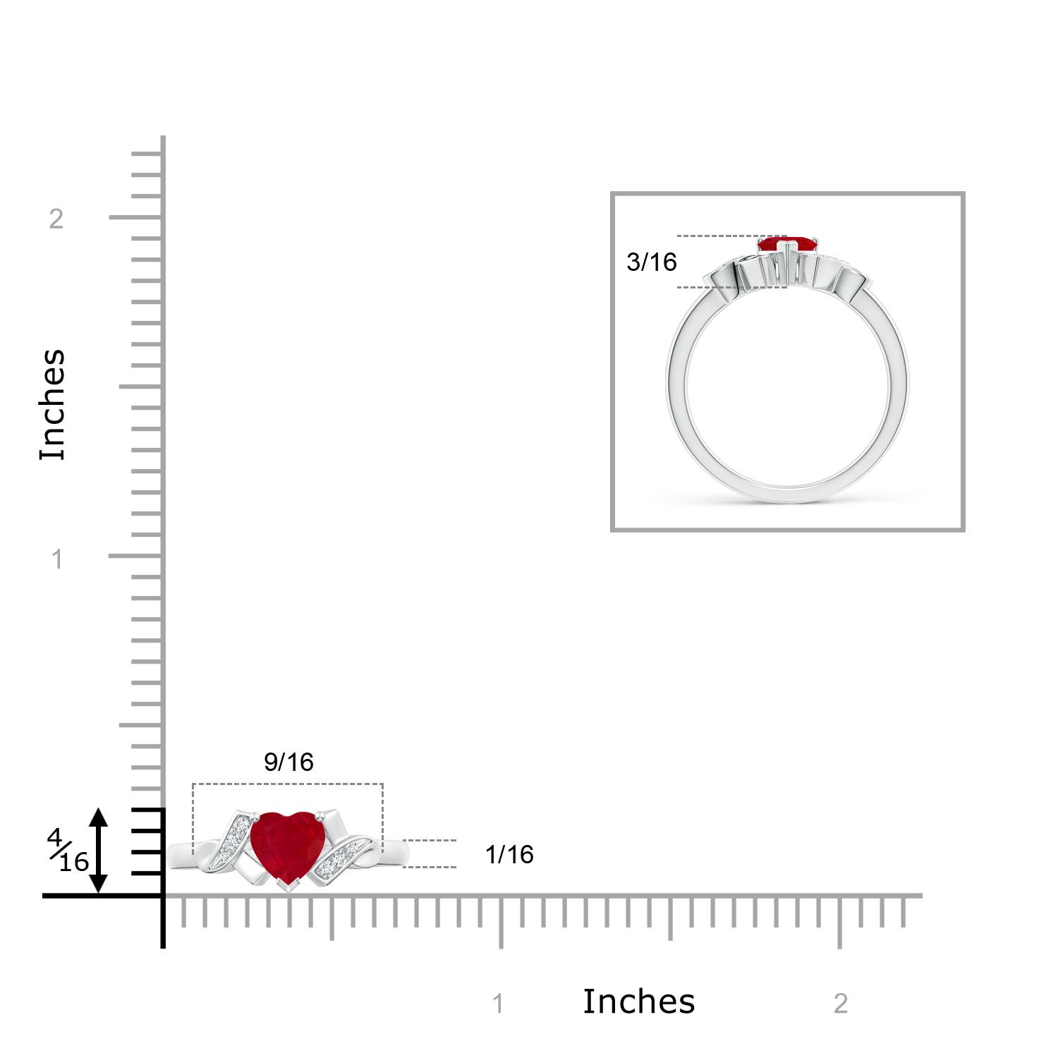 AA - Ruby / 0.61 CT / 14 KT White Gold