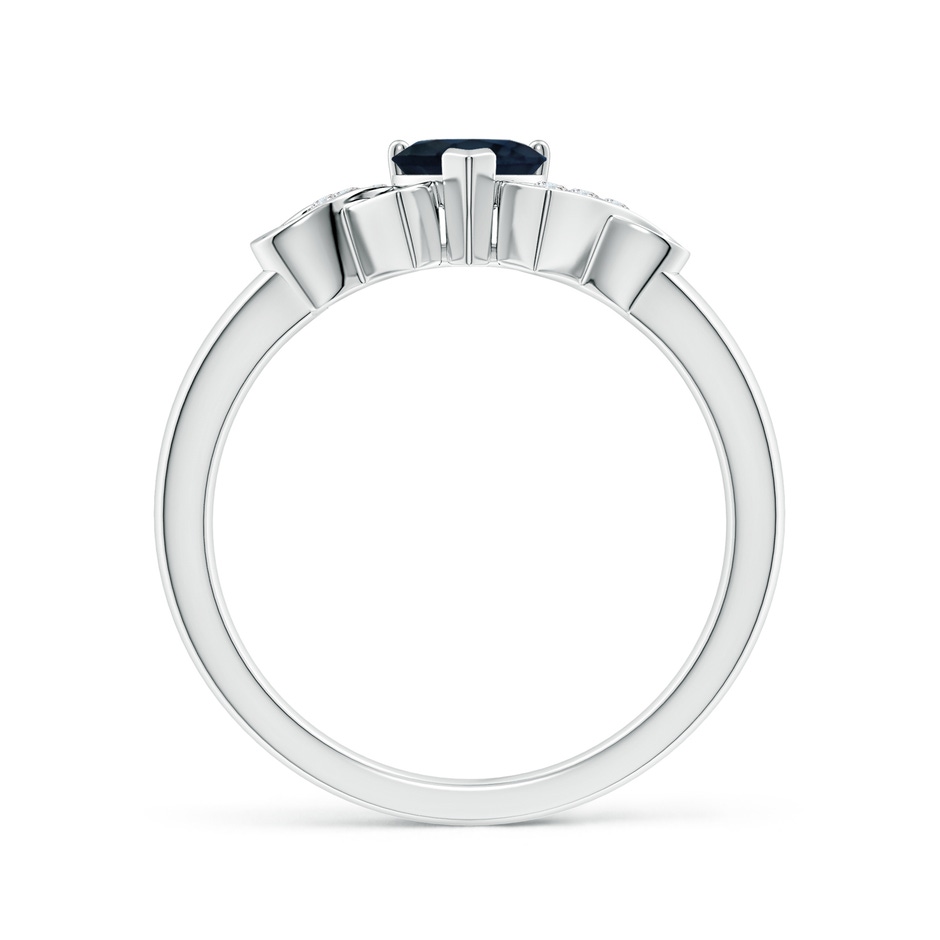 5mm A Solitaire Blue Sapphire Heart Ring with Diamond Accents in White Gold side-1