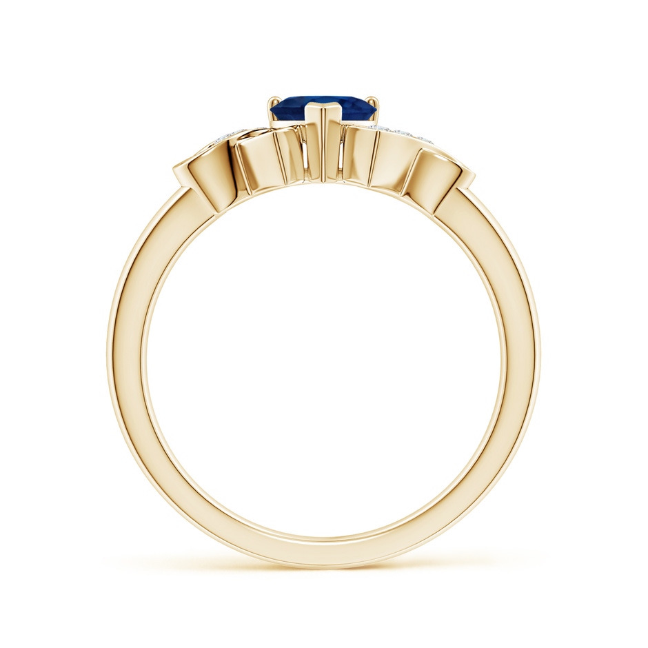 5mm AA Solitaire Blue Sapphire Heart Ring with Diamond Accents in Yellow Gold side-1