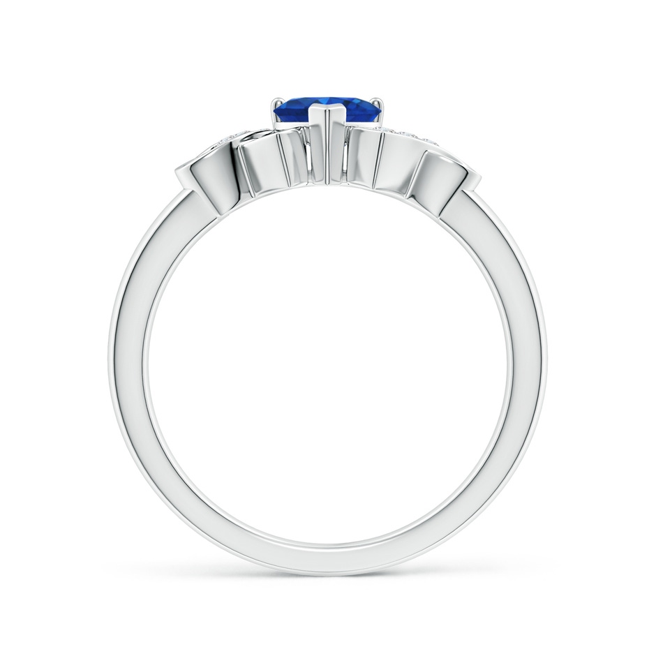 5mm AAA Solitaire Blue Sapphire Heart Ring with Diamond Accents in P950 Platinum side-1