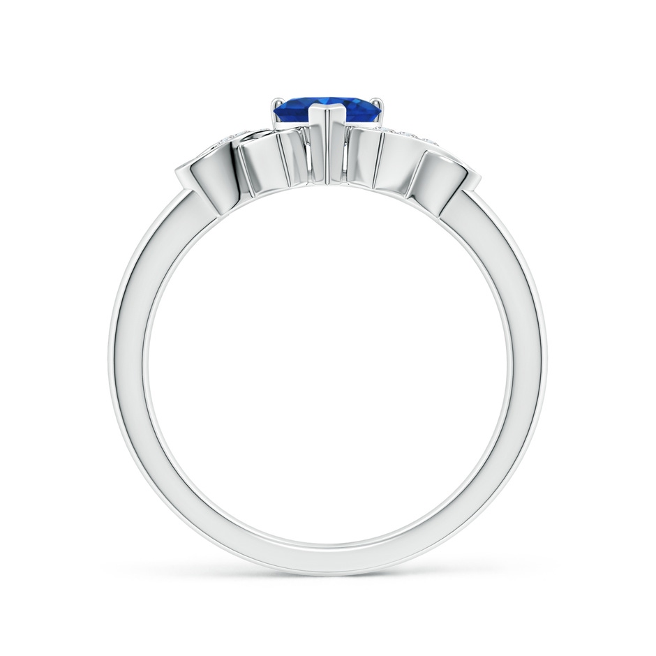 5mm AAA Solitaire Blue Sapphire Heart Ring with Diamond Accents in White Gold side-1