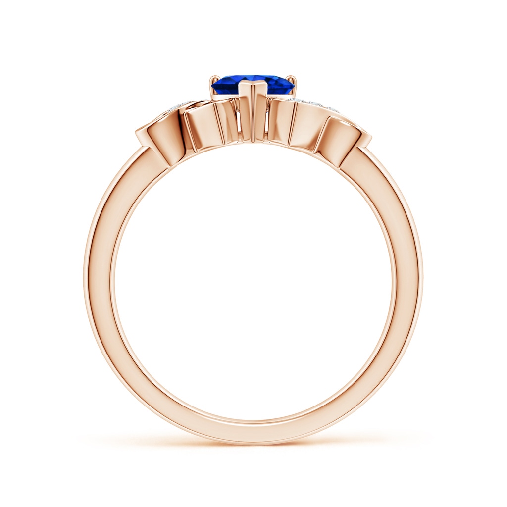 5mm AAAA Solitaire Blue Sapphire Heart Ring with Diamond Accents in 10K Rose Gold Side-1