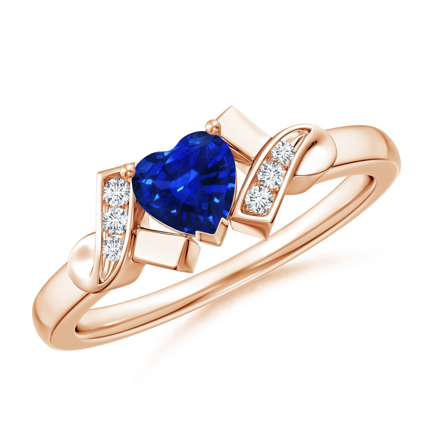 AAAA - Blue Sapphire / 0.54 CT / 14 KT Rose Gold