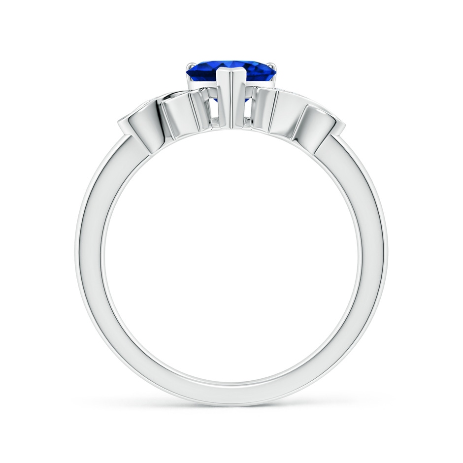 6mm AAAA Solitaire Blue Sapphire Heart Ring with Diamond Accents in White Gold side-1