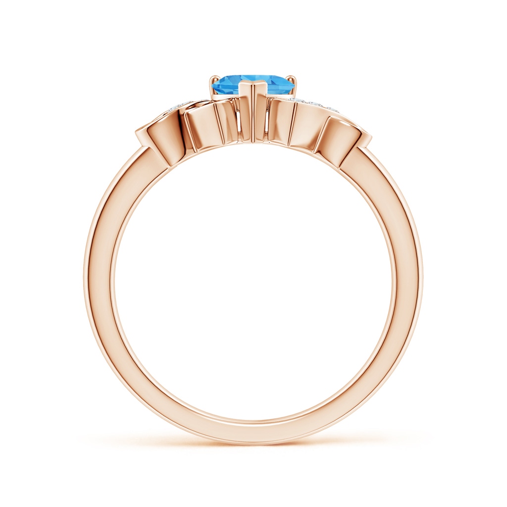 5mm AAA Solitaire Swiss Blue Topaz Heart Ring with Diamond Accents in Rose Gold Side-1