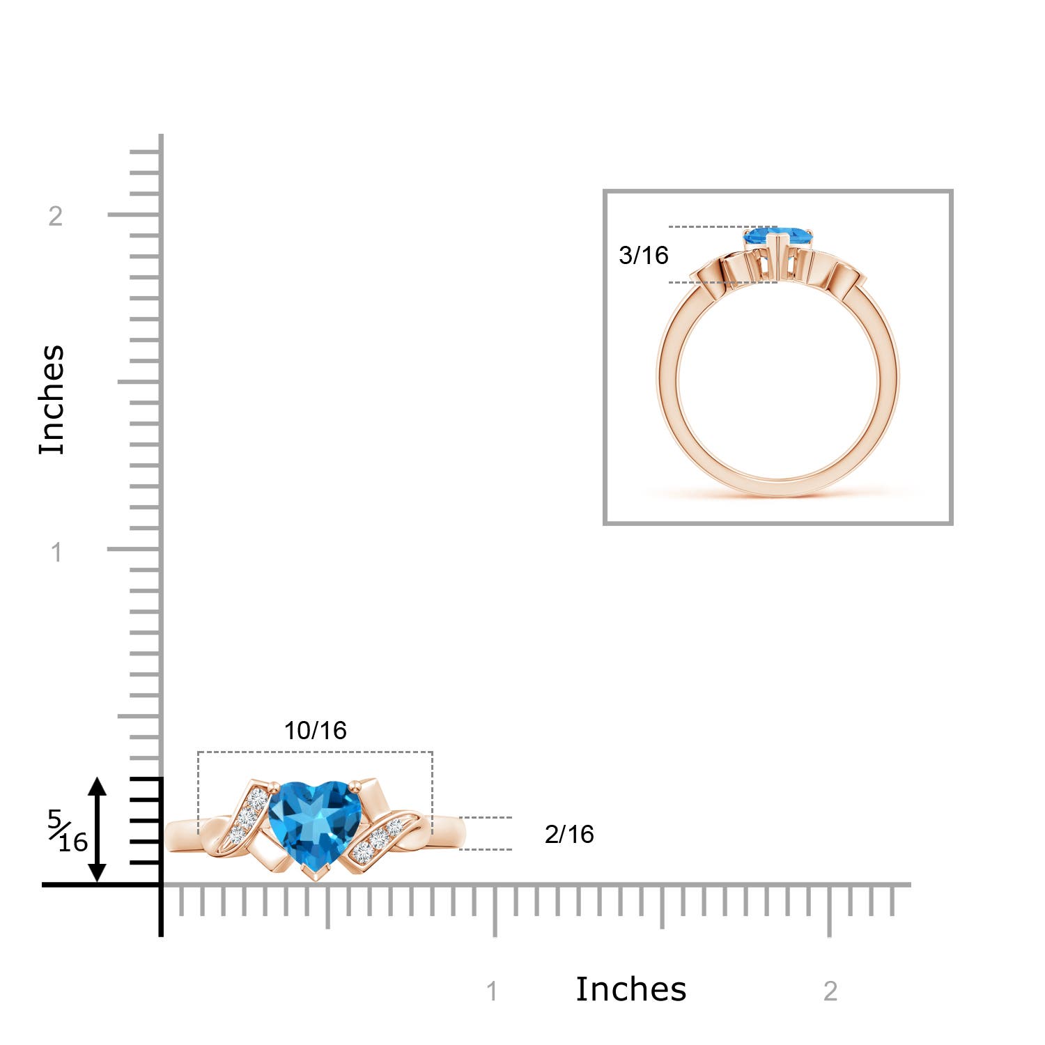 AAAA - Swiss Blue Topaz / 0.98 CT / 14 KT Rose Gold