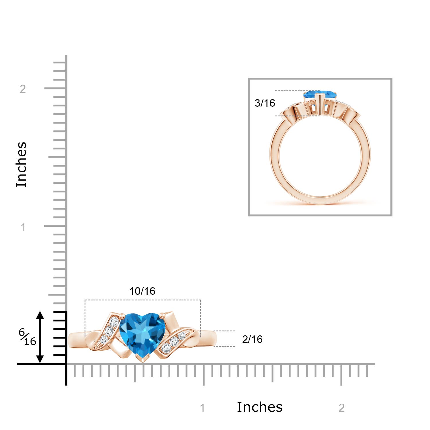 AAAA - Swiss Blue Topaz / 1.55 CT / 14 KT Rose Gold