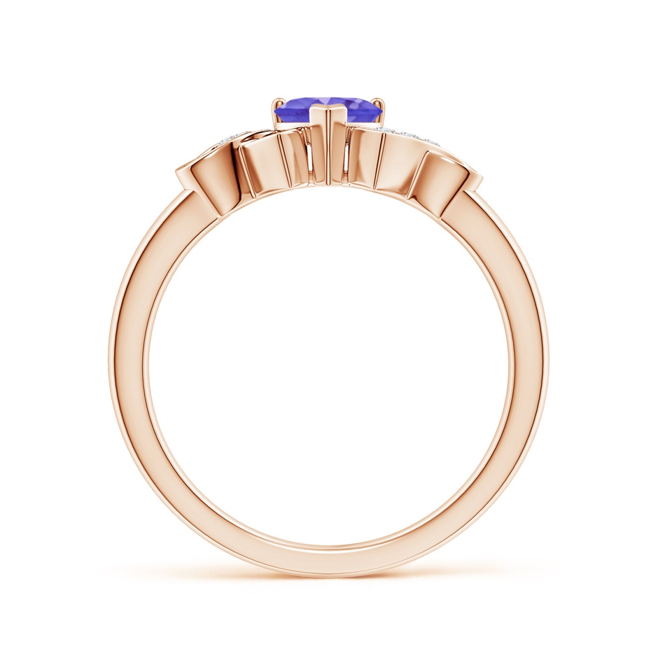 5mm AAA Solitaire Tanzanite Heart Ring with Diamond Accents in 9K Rose Gold side 1