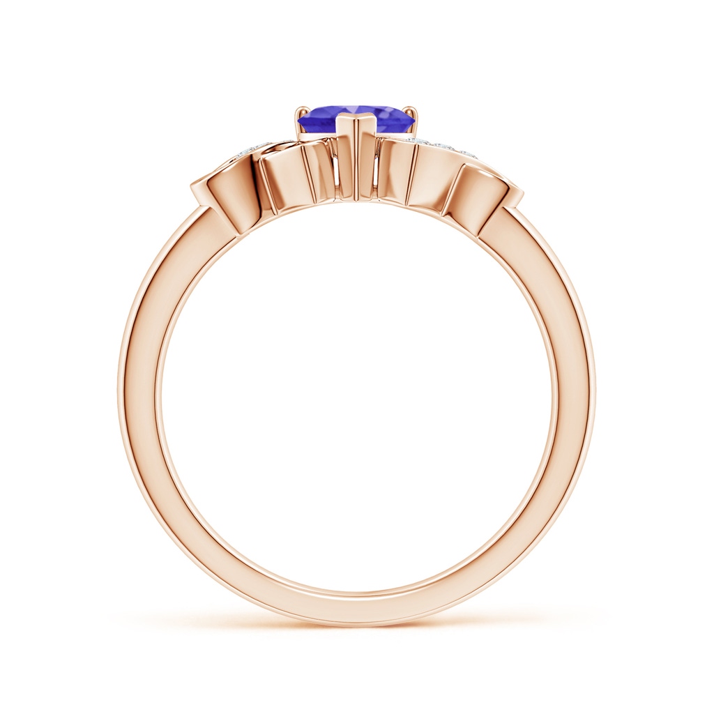 5mm AAAA Solitaire Tanzanite Heart Ring with Diamond Accents in Rose Gold - side_1