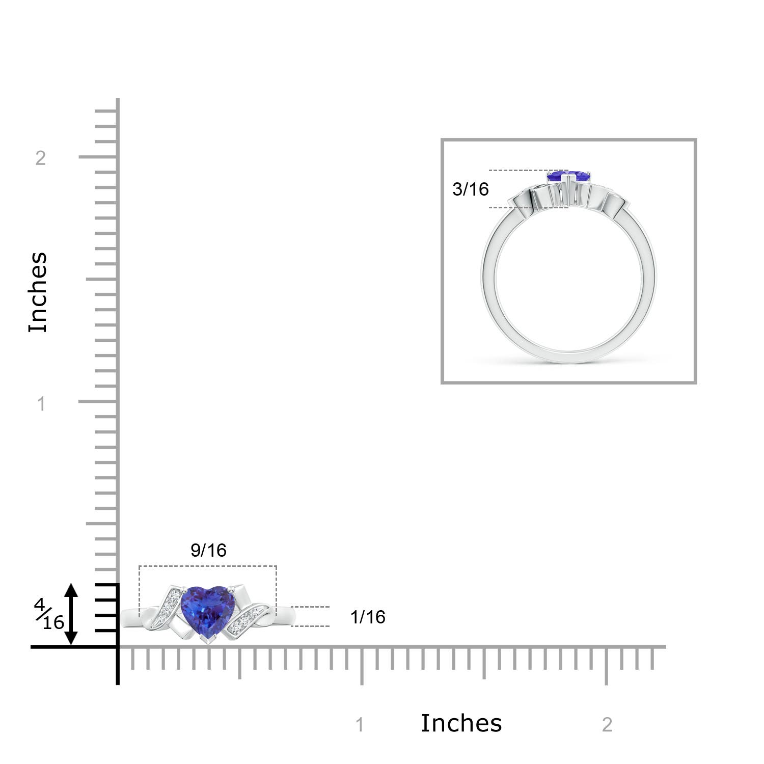 AAAA - Tanzanite / 0.46 CT / 14 KT White Gold