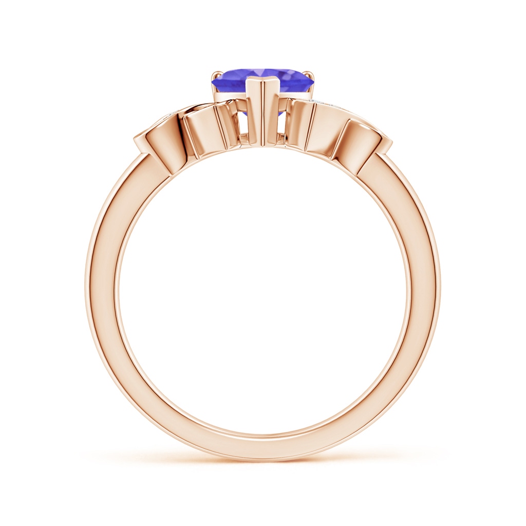 6mm AAA Solitaire Tanzanite Heart Ring with Diamond Accents in Rose Gold Side-1