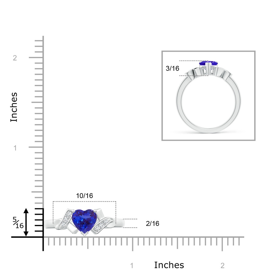 6mm AAAA Solitaire Tanzanite Heart Ring with Diamond Accents in P950 Platinum ruler
