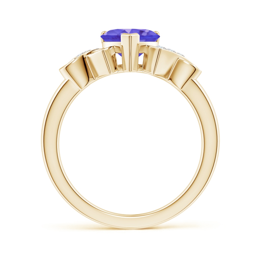 7mm AAA Solitaire Tanzanite Heart Ring with Diamond Accents in Yellow Gold - side_1