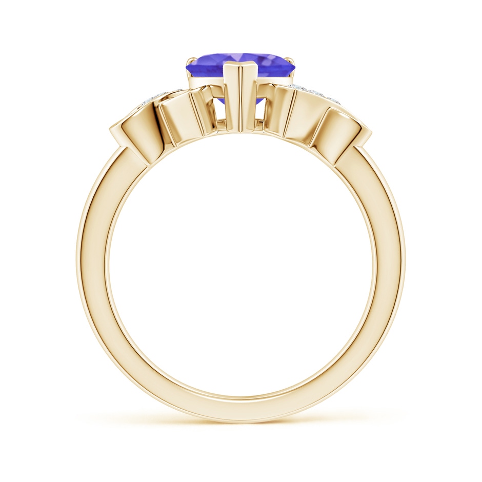 7mm AAA Solitaire Tanzanite Heart Ring with Diamond Accents in Yellow Gold side-1