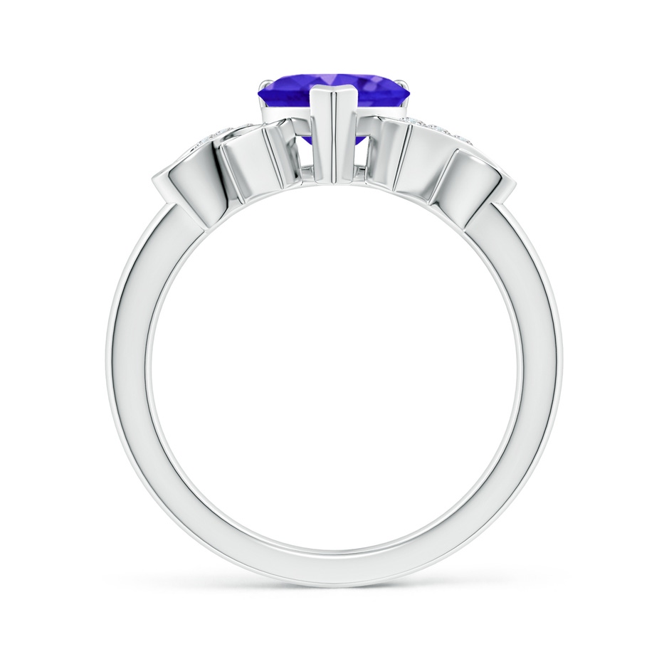 7mm AAAA Solitaire Tanzanite Heart Ring with Diamond Accents in P950 Platinum side-1