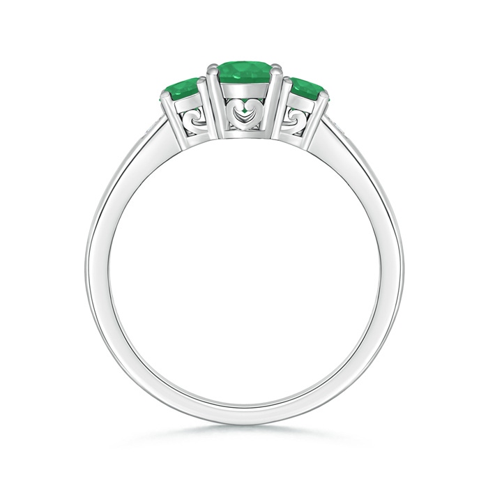 6x4mm A Three Stone Emerald Engagement Ring with Diamond Accents in P950 Platinum product image