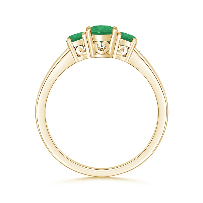 6x4mm A Three Stone Emerald Engagement Ring with Diamond Accents in Yellow Gold product image