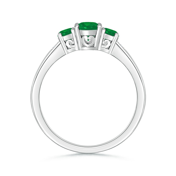 6x4mm AA Three Stone Emerald Engagement Ring with Diamond Accents in P950 Platinum product image
