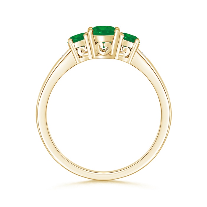 6x4mm AA Three Stone Emerald Engagement Ring with Diamond Accents in Yellow Gold product image