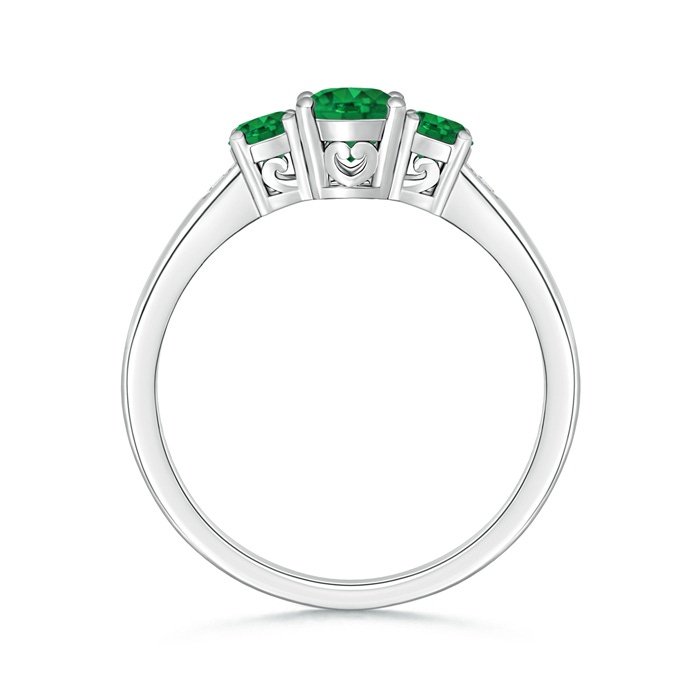 6x4mm AAA Three Stone Emerald Engagement Ring with Diamond Accents in P950 Platinum product image