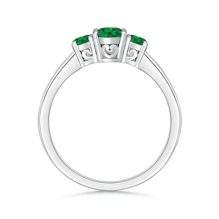 6x4mm AAA Three Stone Emerald Engagement Ring with Diamond Accents in White Gold product image