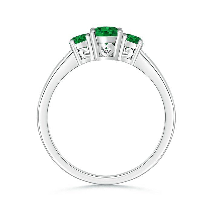 6x4mm AAAA Three Stone Emerald Engagement Ring with Diamond Accents in P950 Platinum product image