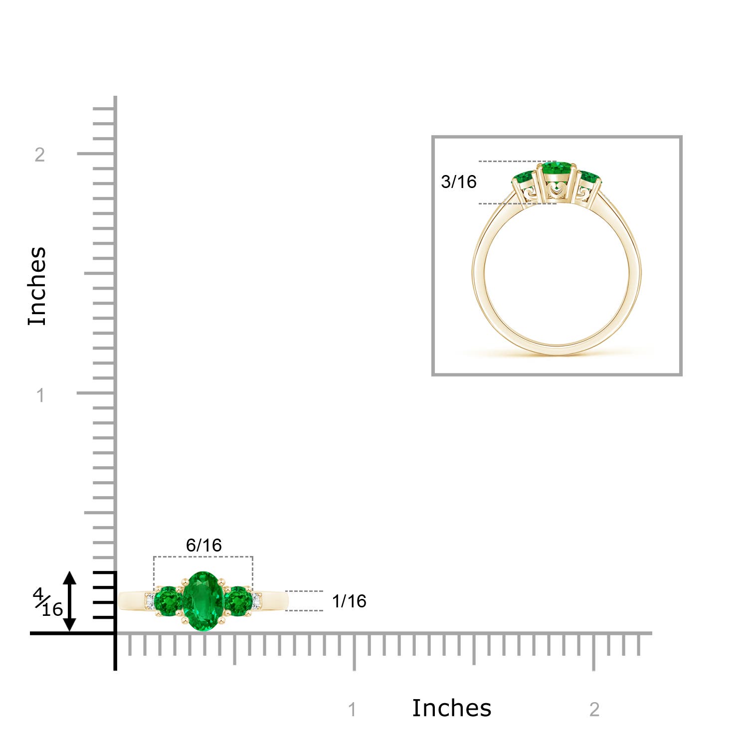 Premium - Lab-Grown Emerald / 0.63 CT / 14 KT Yellow Gold