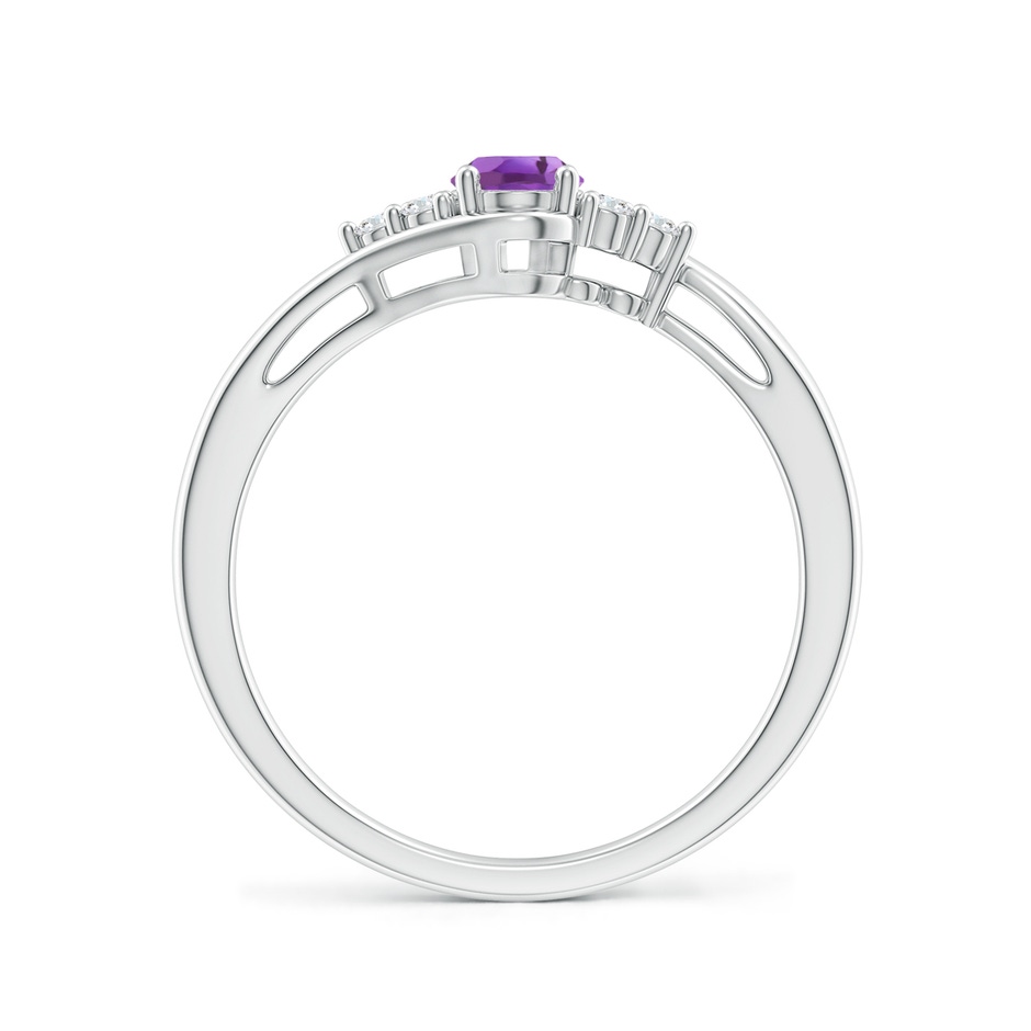 6x4mm A Oval Amethyst Bypass Ring with Trio Diamond Accents in White Gold side-1