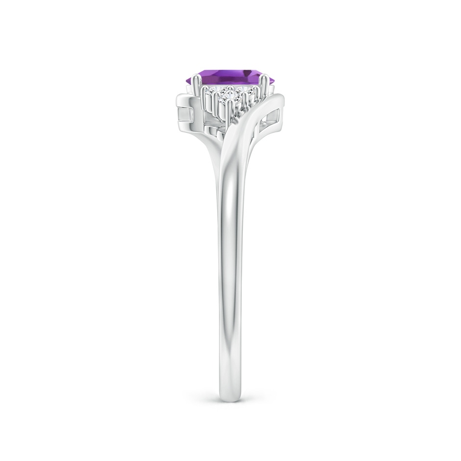 6x4mm A Oval Amethyst Bypass Ring with Trio Diamond Accents in White Gold side-2