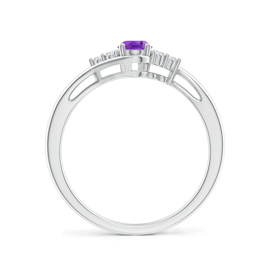 6x4mm AA Oval Amethyst Bypass Ring with Trio Diamond Accents in White Gold side-1