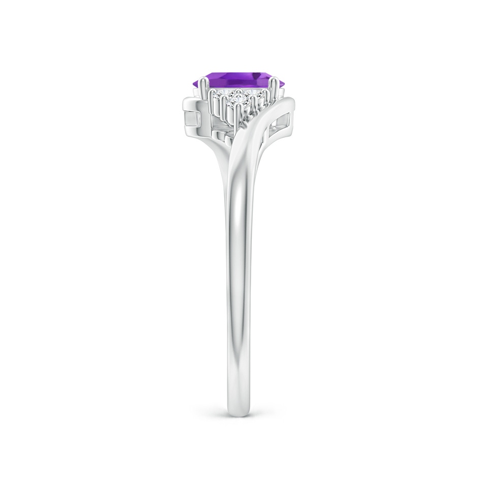 6x4mm AA Oval Amethyst Bypass Ring with Trio Diamond Accents in White Gold side-2
