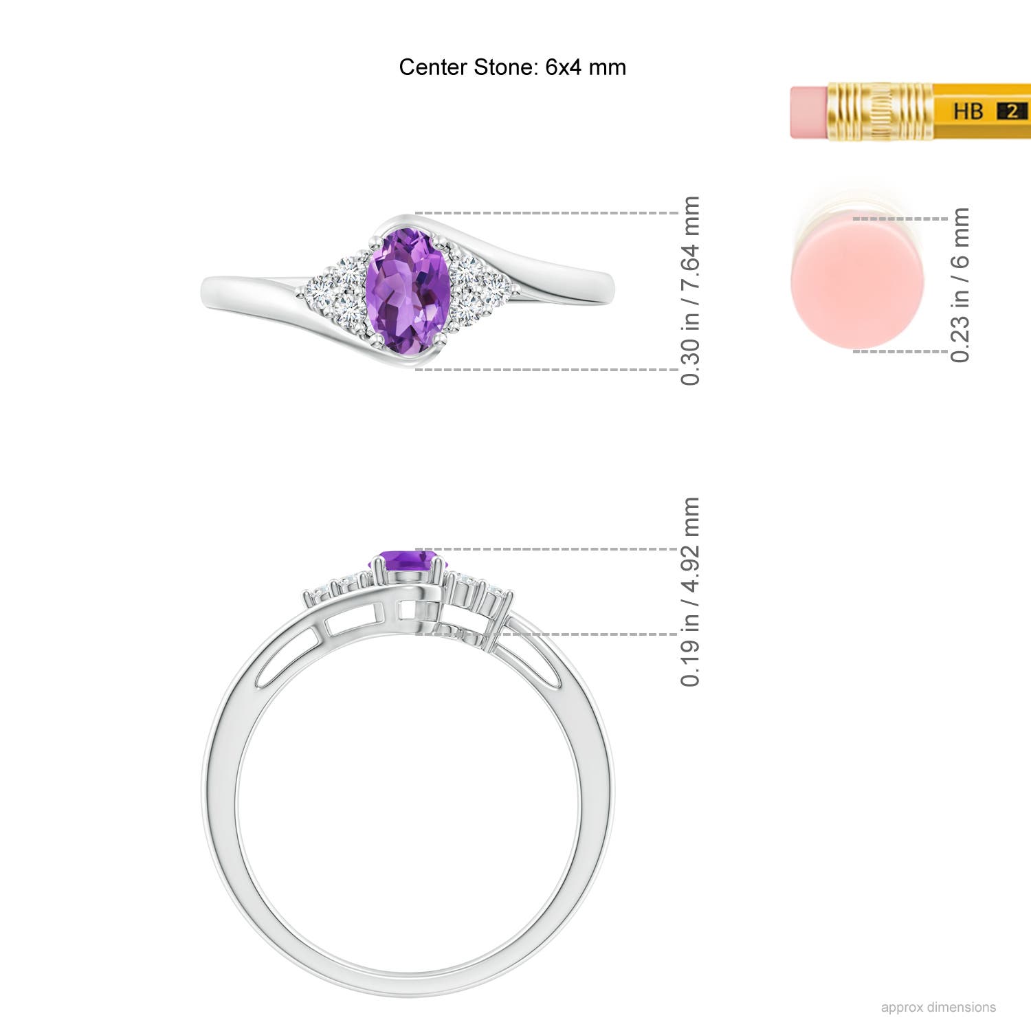 AA - Amethyst / 0.48 CT / 14 KT White Gold