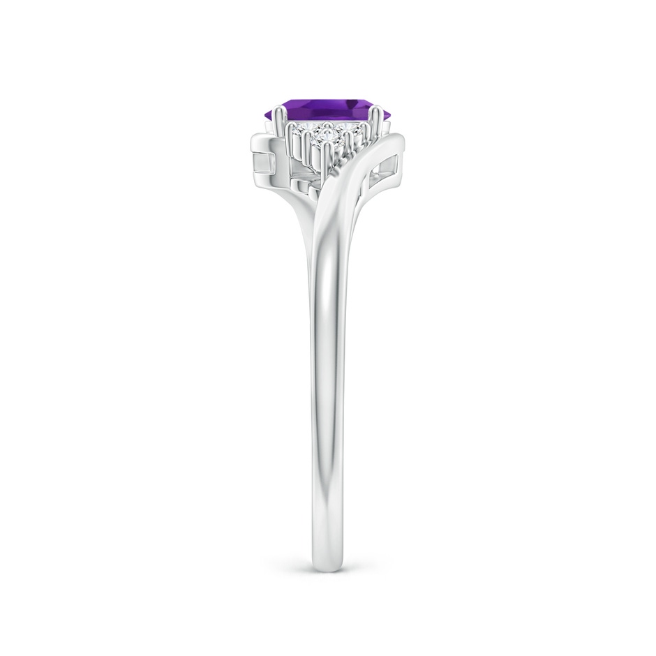 6x4mm AAA Oval Amethyst Bypass Ring with Trio Diamond Accents in P950 Platinum side-2