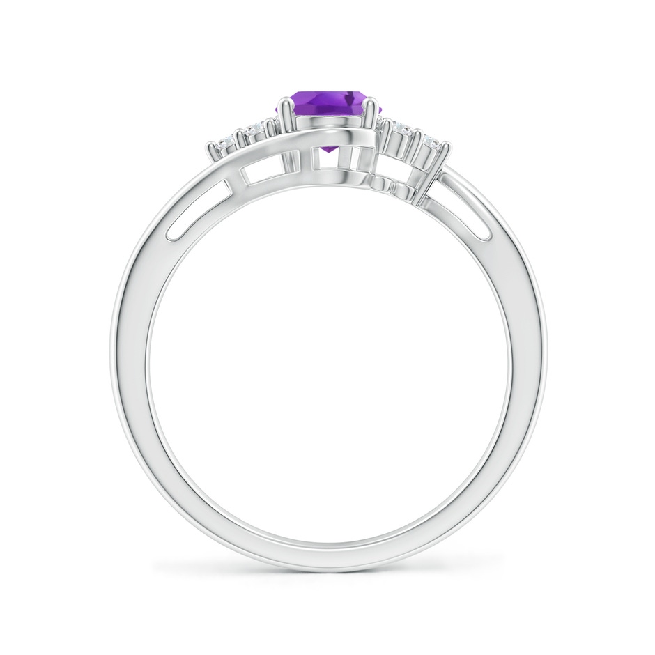 7x5mm AA Oval Amethyst Bypass Ring with Trio Diamond Accents in P950 Platinum side-1