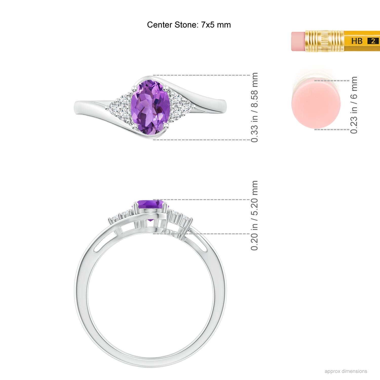 AA - Amethyst / 0.81 CT / 14 KT White Gold