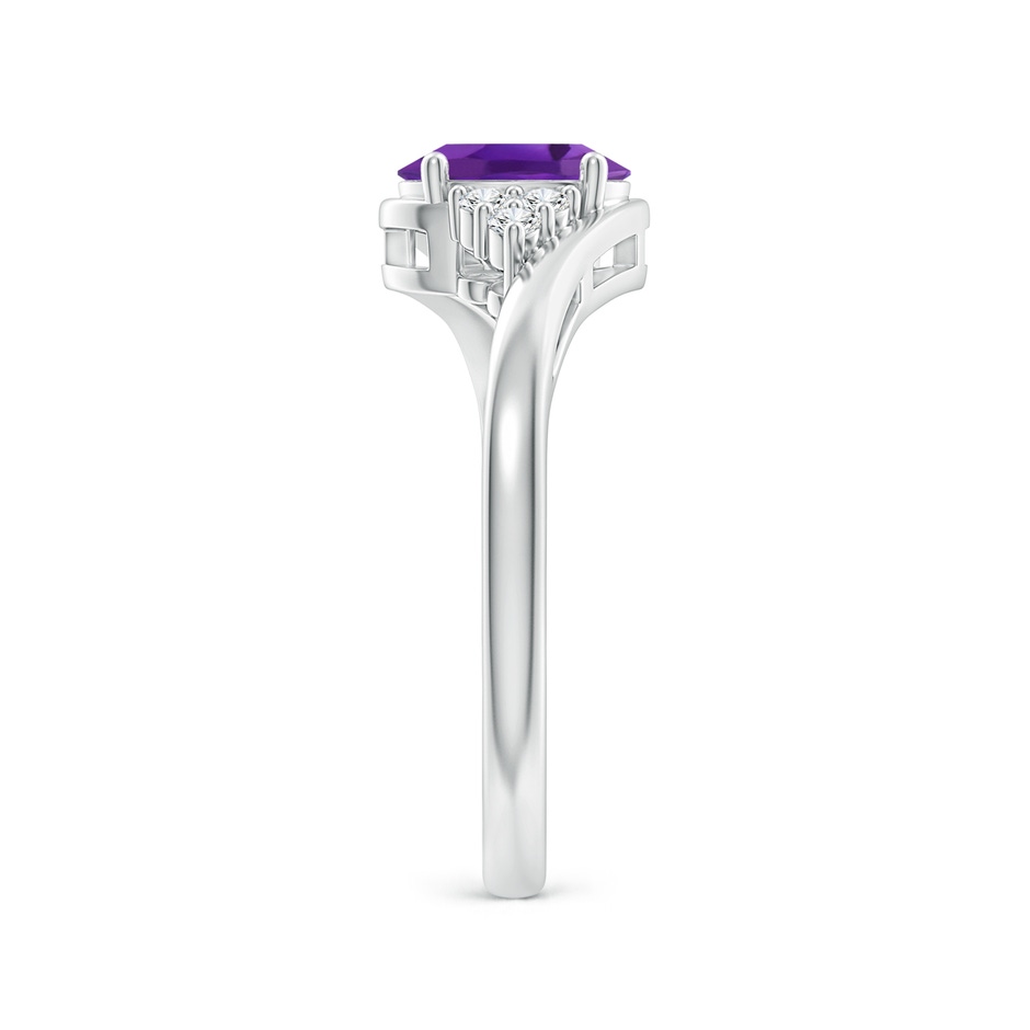 7x5mm AAA Oval Amethyst Bypass Ring with Trio Diamond Accents in P950 Platinum side-2