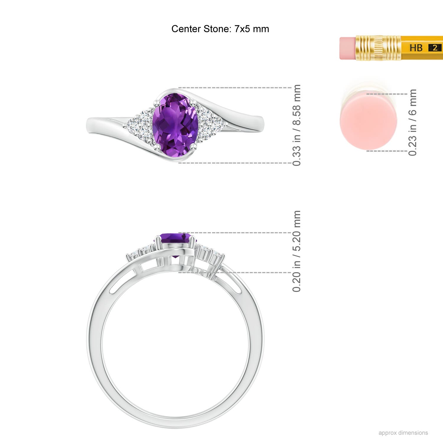 AAAA - Amethyst / 0.81 CT / 14 KT White Gold