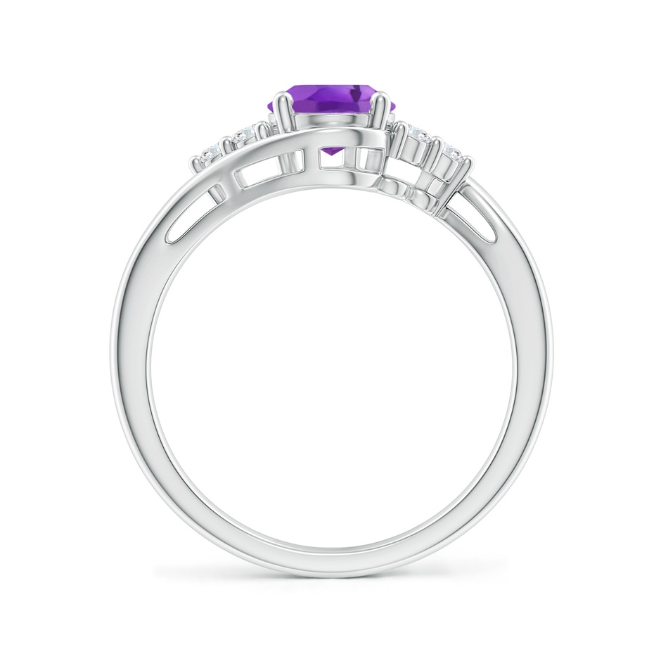8x6mm AA Oval Amethyst Bypass Ring with Trio Diamond Accents in P950 Platinum side-1