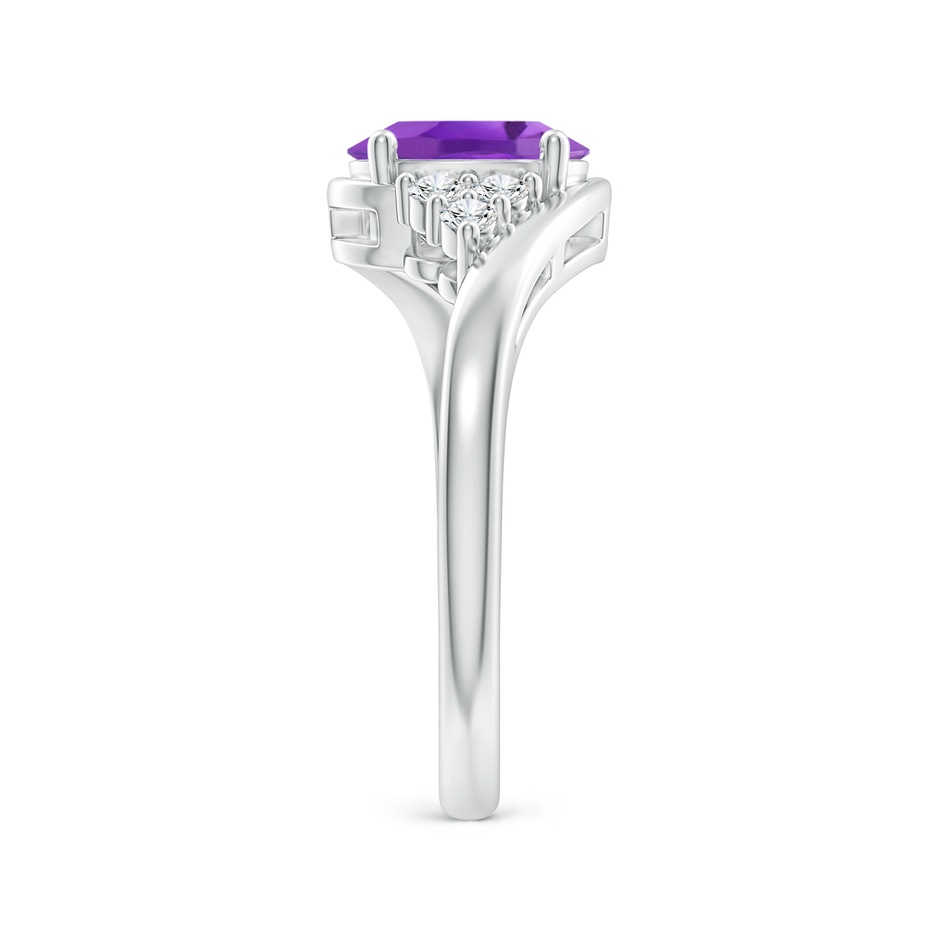 8x6mm AA Oval Amethyst Bypass Ring with Trio Diamond Accents in P950 Platinum side-2