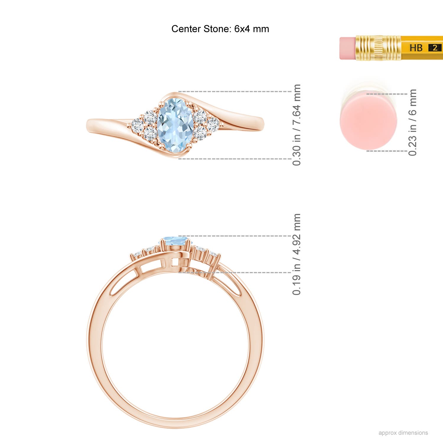 AA - Aquamarine / 0.48 CT / 14 KT Rose Gold