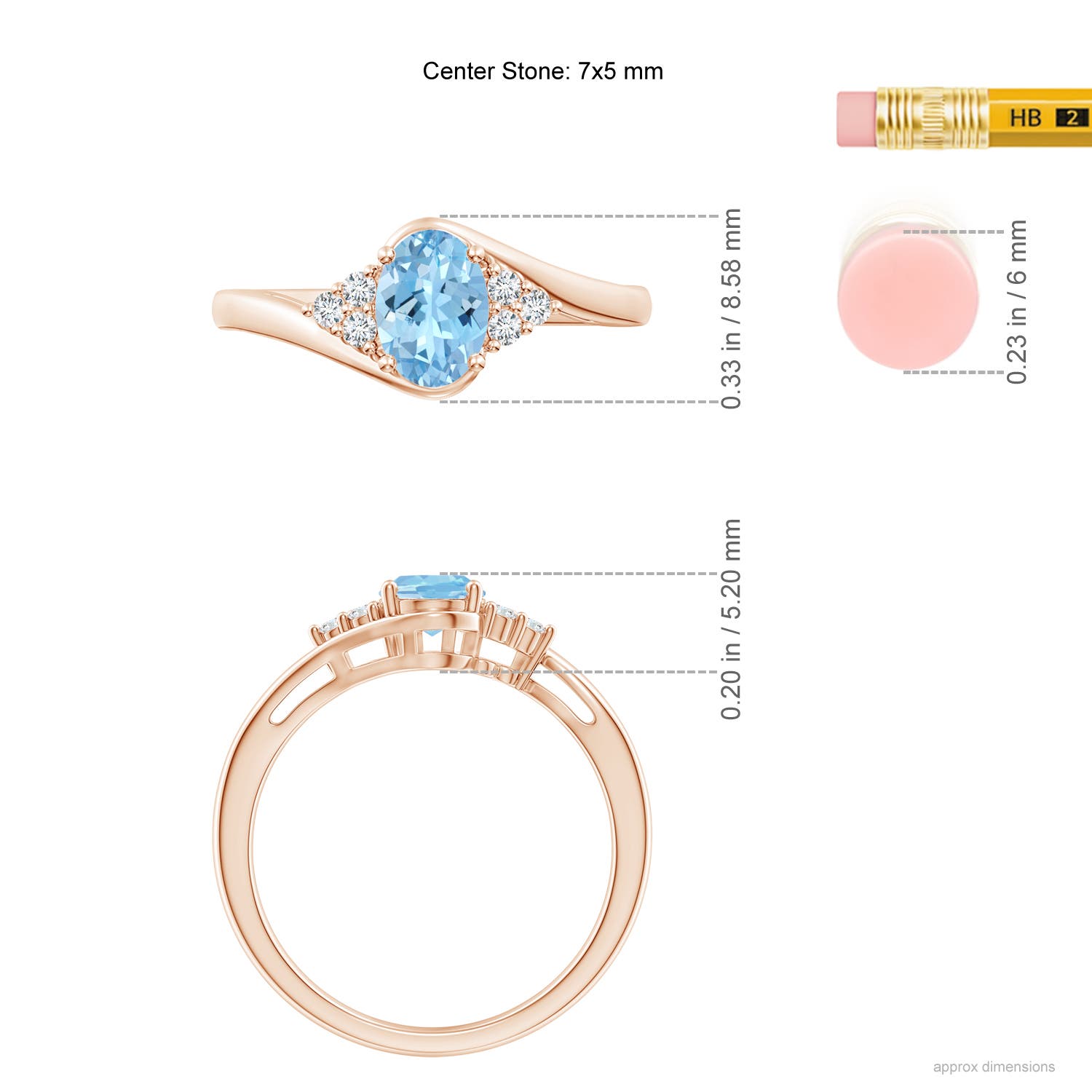 AAAA - Aquamarine / 0.71 CT / 14 KT Rose Gold