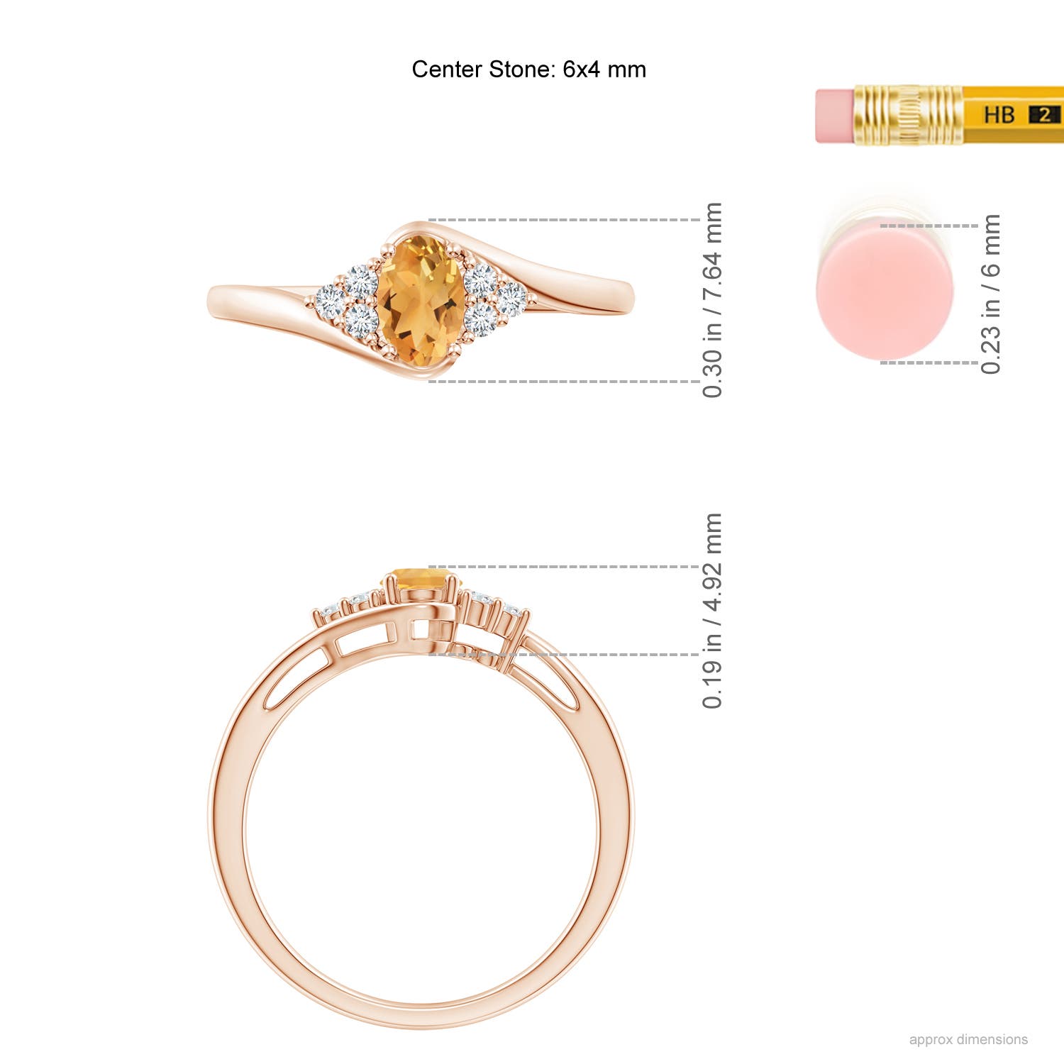 A - Citrine / 0.48 CT / 14 KT Rose Gold