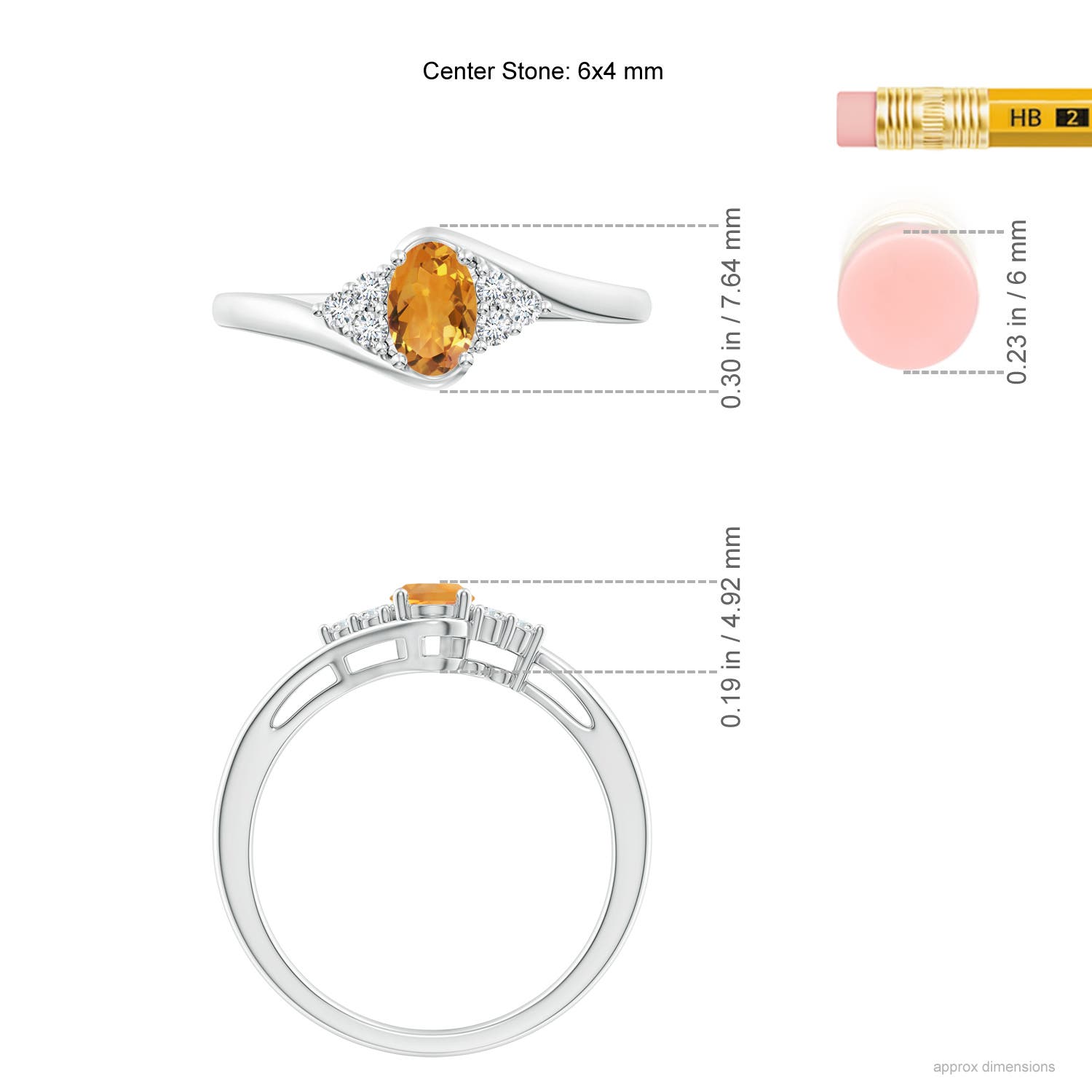 AA - Citrine / 0.48 CT / 14 KT White Gold