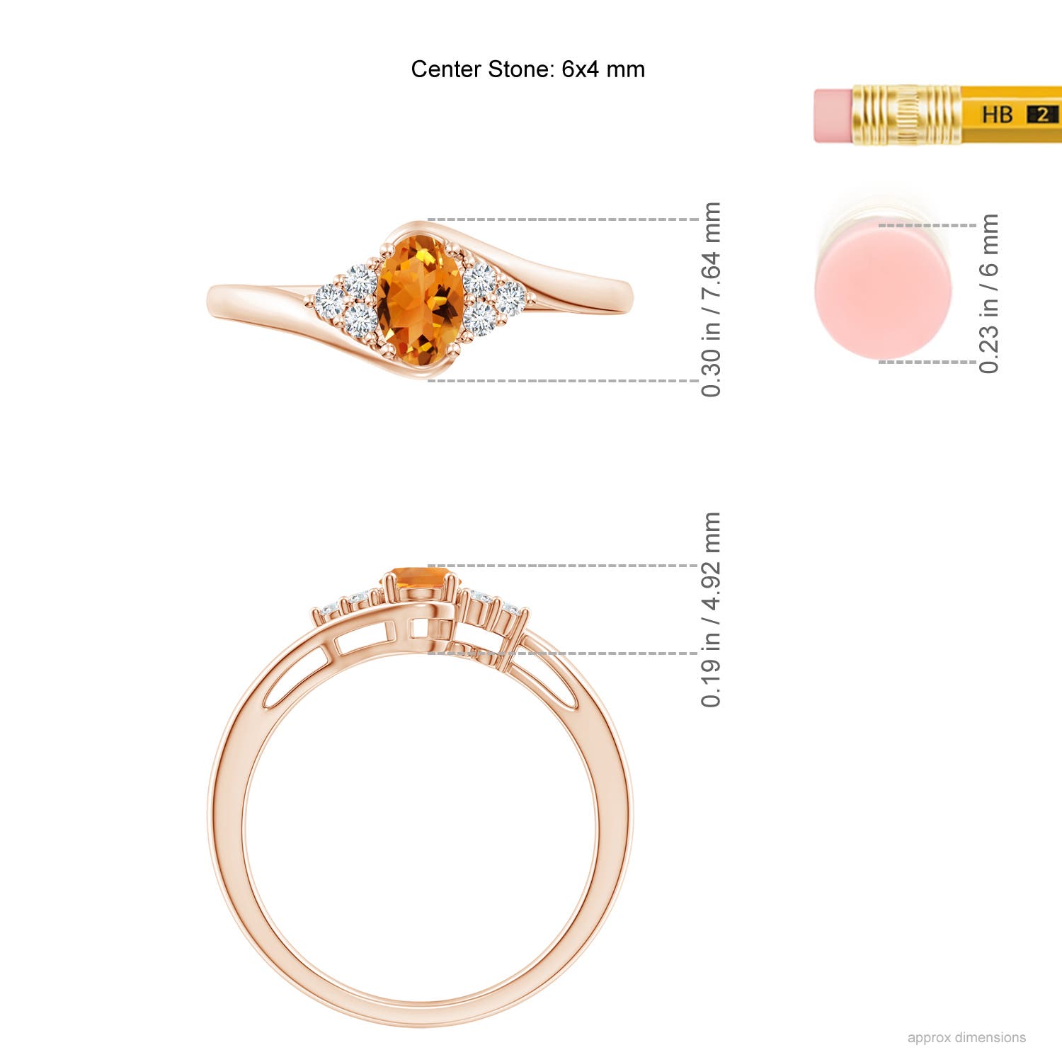 AAA - Citrine / 0.48 CT / 14 KT Rose Gold