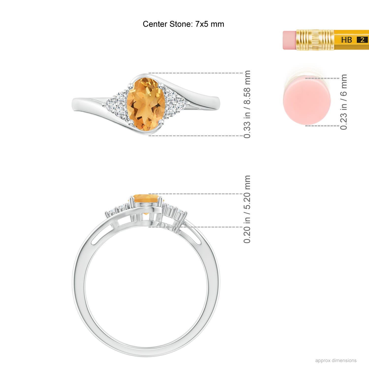 A - Citrine / 0.86 CT / 14 KT White Gold