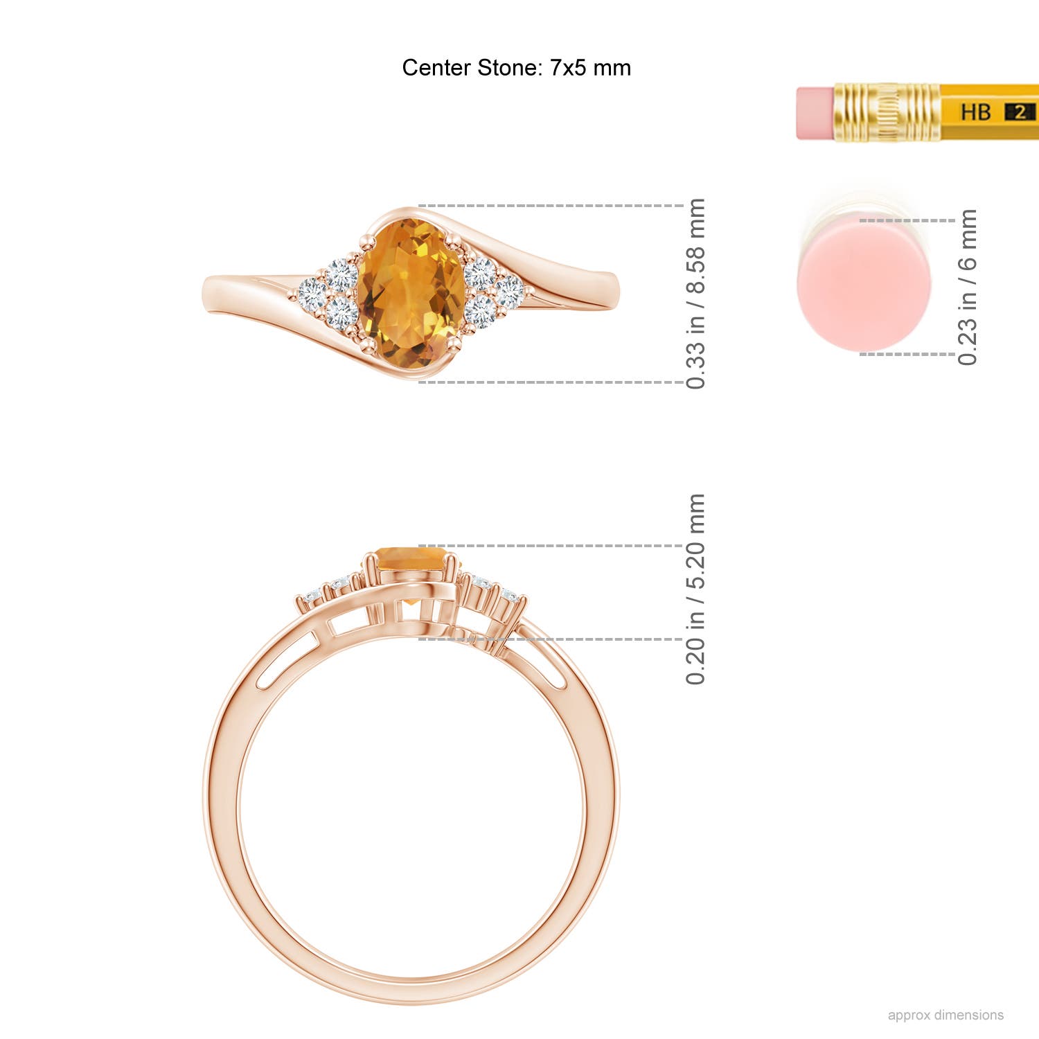 AA - Citrine / 0.86 CT / 14 KT Rose Gold