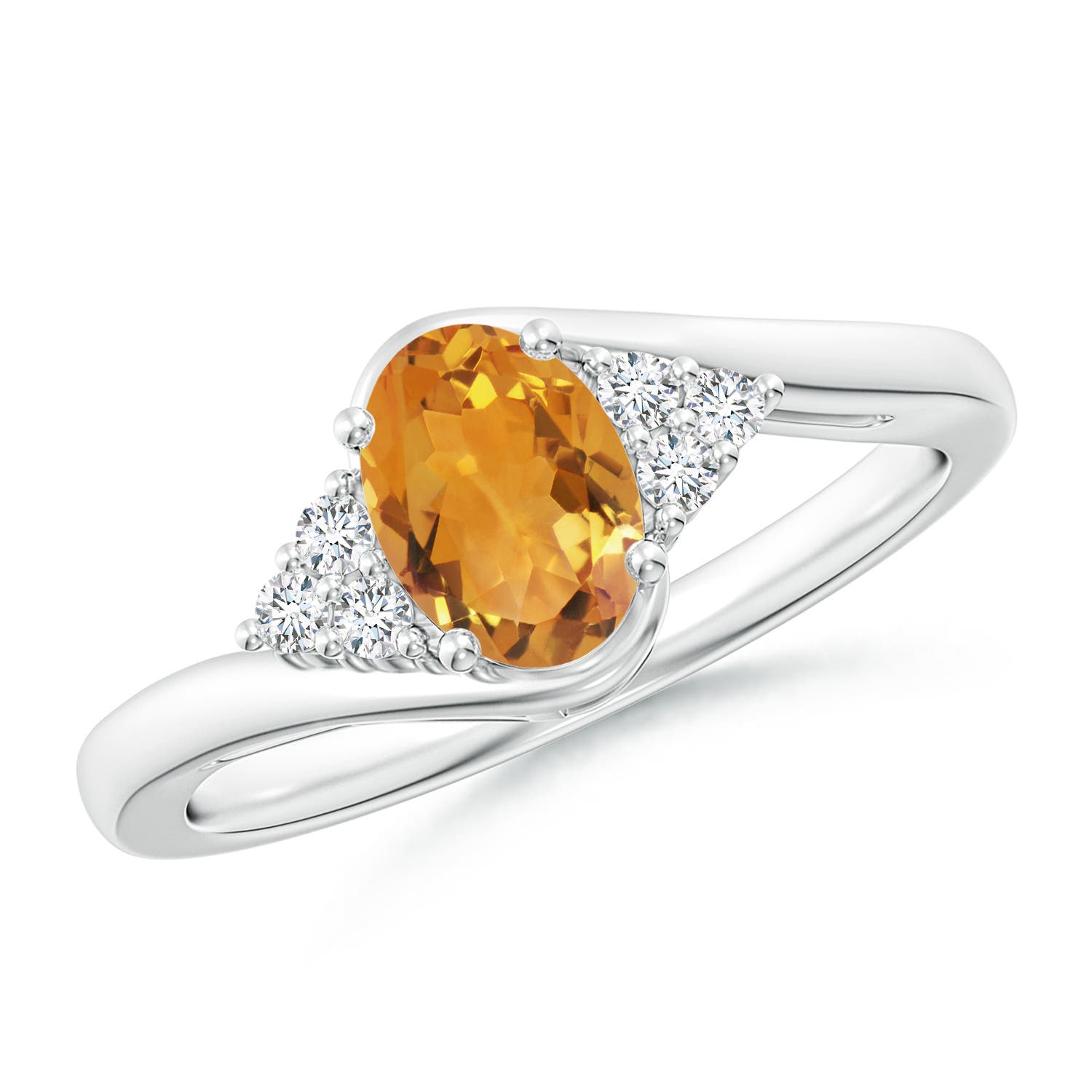 AA - Citrine / 0.86 CT / 14 KT White Gold