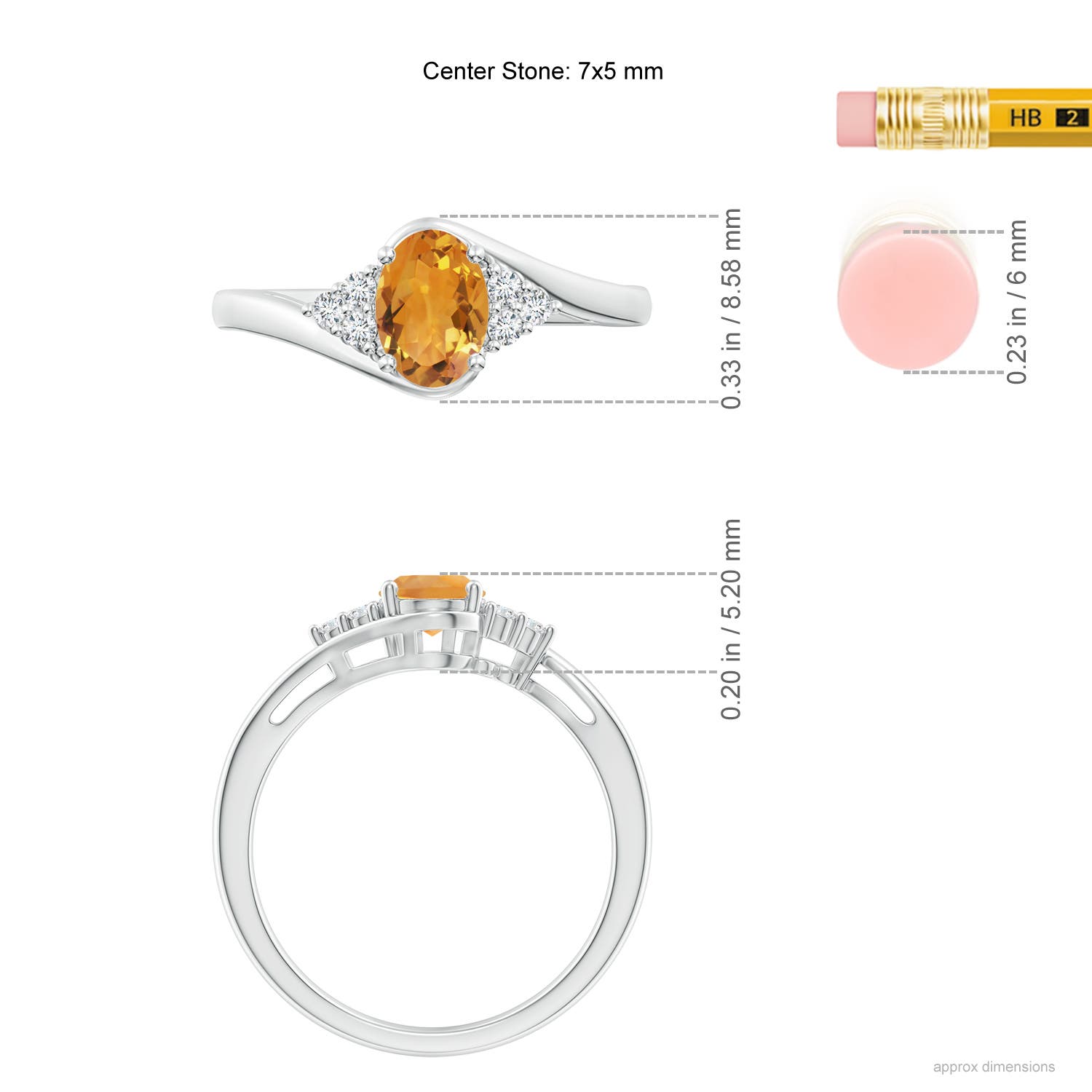 AA - Citrine / 0.86 CT / 14 KT White Gold