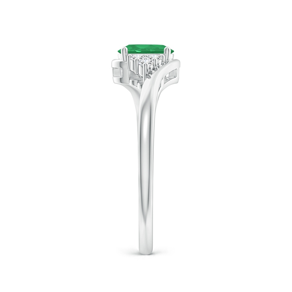 6x4mm A Oval Emerald Bypass Ring with Trio Diamond Accents in P950 Platinum side-2