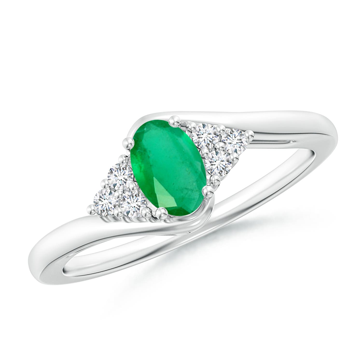 A - Emerald / 0.48 CT / 14 KT White Gold